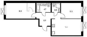 2-к квартира, на длительный срок, 60м2, 9/26 этаж
