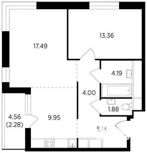2-к квартира, на длительный срок, 58м2, 16/25 этаж