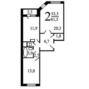 2-к квартира, на длительный срок, 63м2, 4/4 этаж