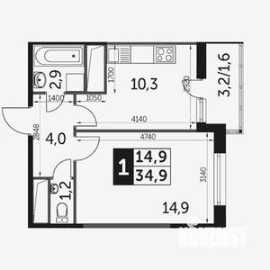 1-к квартира, на длительный срок, 35м2, 7/25 этаж