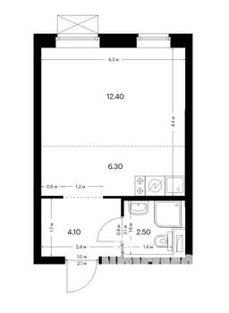 Студия квартира, на длительный срок, 25м2, 24/25 этаж