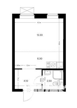 Студия квартира, на длительный срок, 25м2, 16/25 этаж