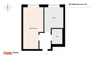 1-к квартира, на длительный срок, 34м2, 4/15 этаж