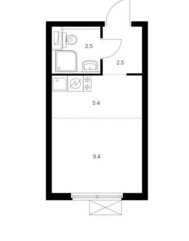 Студия квартира, на длительный срок, 20м2, 5/25 этаж