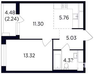 2-к квартира, на длительный срок, 42м2, 23/26 этаж