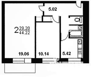 2-к квартира, на длительный срок, 45м2, 4/12 этаж