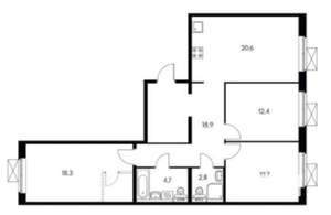3-к квартира, на длительный срок, 89м2, 13/16 этаж