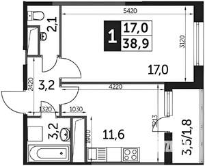 1-к квартира, на длительный срок, 41м2, 12/25 этаж
