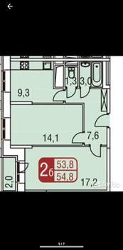 2-к квартира, на длительный срок, 54м2, 17/25 этаж