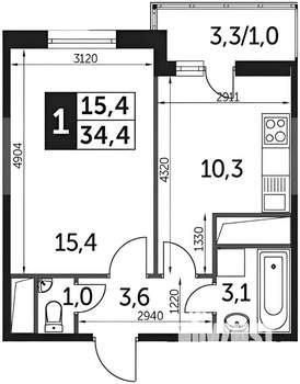 1-к квартира, на длительный срок, 37м2, 17/25 этаж