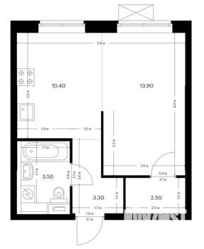 1-к квартира, на длительный срок, 34м2, 21/25 этаж