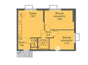 2-к квартира, на длительный срок, 52м2, 16/25 этаж