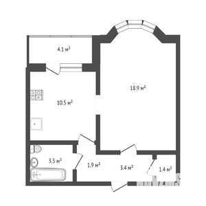 1-к квартира, на длительный срок, 44м2, 10/24 этаж