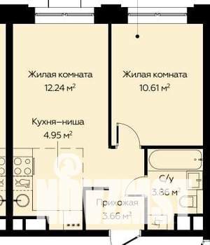 2-к квартира, на длительный срок, 36м2, 15/17 этаж