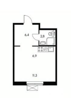 Студия квартира, на длительный срок, 27м2, 7/16 этаж