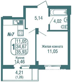 1-к квартира, на длительный срок, 38м2, 6/18 этаж