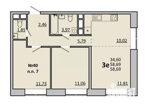 3-к квартира, вторичка, 59м2, 5/17 этаж