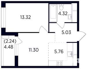 2-к квартира, вторичка, 40м2, 10/26 этаж