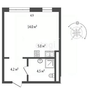 Студия квартира, вторичка, 28м2, 17/24 этаж