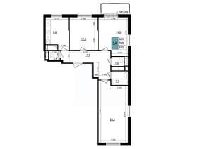 3-к квартира, строящийся дом, 81м2, 12/25 этаж