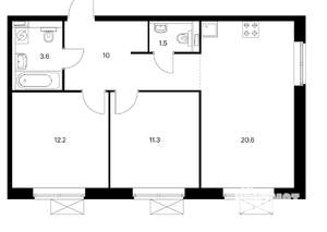 2-к квартира, вторичка, 59м2, 5/23 этаж