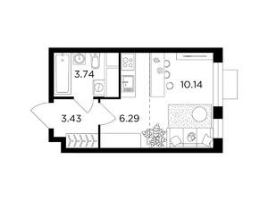 1-к квартира, строящийся дом, 24м2, 19/24 этаж