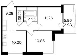 2-к квартира, вторичка, 46м2, 21/25 этаж