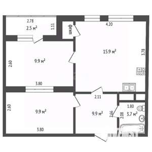 2-к квартира, вторичка, 48м2, 4/25 этаж