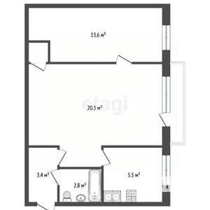 2-к квартира, вторичка, 45м2, 5/5 этаж