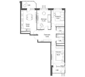 3-к квартира, вторичка, 91м2, 18/24 этаж