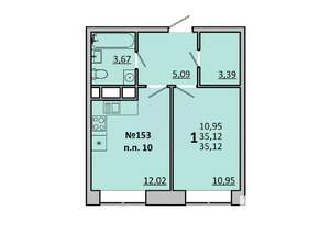 1-к квартира, вторичка, 35м2, 15/17 этаж