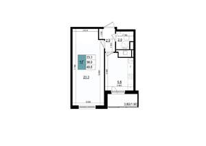 1-к квартира, строящийся дом, 41м2, 3/25 этаж