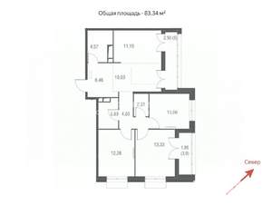 4-к квартира, строящийся дом, 83м2, 7/24 этаж