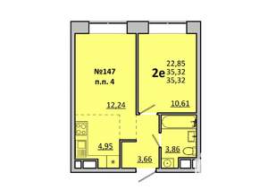 2-к квартира, вторичка, 35м2, 15/17 этаж