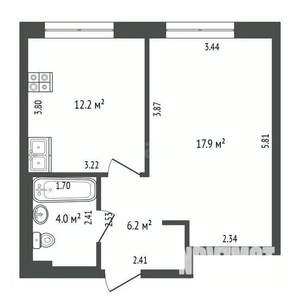 1-к квартира, вторичка, 40м2, 11/15 этаж
