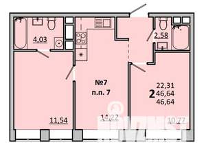 2-к квартира, вторичка, 47м2, 6/17 этаж