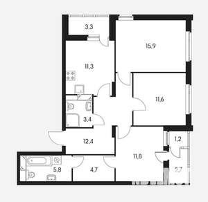 3-к квартира, вторичка, 85м2, 10/26 этаж
