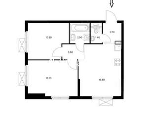 2-к квартира, вторичка, 51м2, 15/16 этаж