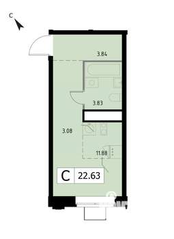 Студия квартира, вторичка, 23м2, 14/17 этаж