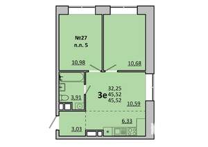 3-к квартира, вторичка, 46м2, 4/17 этаж