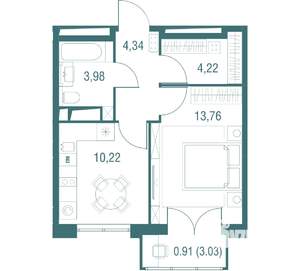 1-к квартира, вторичка, 37м2, 12/24 этаж