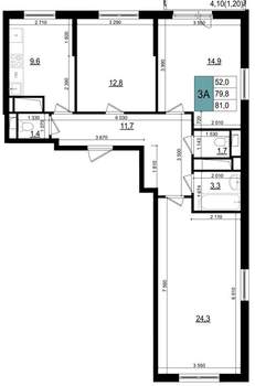 3-к квартира, вторичка, 81м2, 20/25 этаж