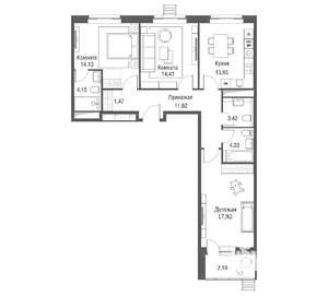 3-к квартира, вторичка, 87м2, 14/16 этаж