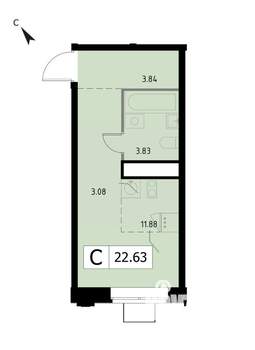 Студия квартира, вторичка, 23м2, 13/17 этаж