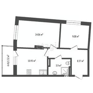 2-к квартира, вторичка, 47м2, 16/25 этаж
