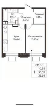 1-к квартира, вторичка, 35м2, 7/17 этаж