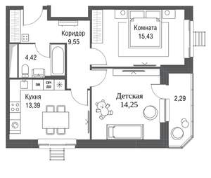 2-к квартира, вторичка, 59м2, 14/24 этаж