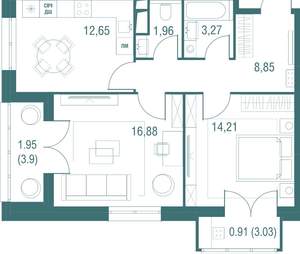 2-к квартира, вторичка, 61м2, 15/24 этаж