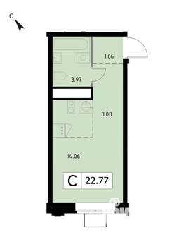 Студия квартира, вторичка, 23м2, 9/17 этаж