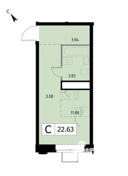 Студия квартира, вторичка, 23м2, 8/17 этаж